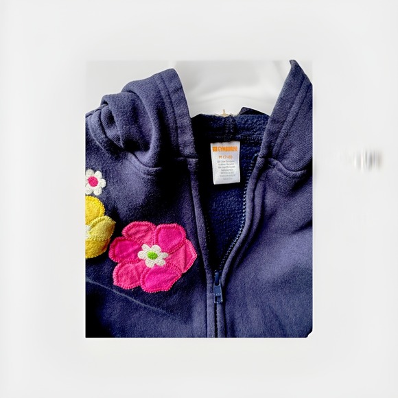 Gymboree Kids Girl Blue Hoodie Floral Front/zise M 7-8 - Picture 7 of 8
